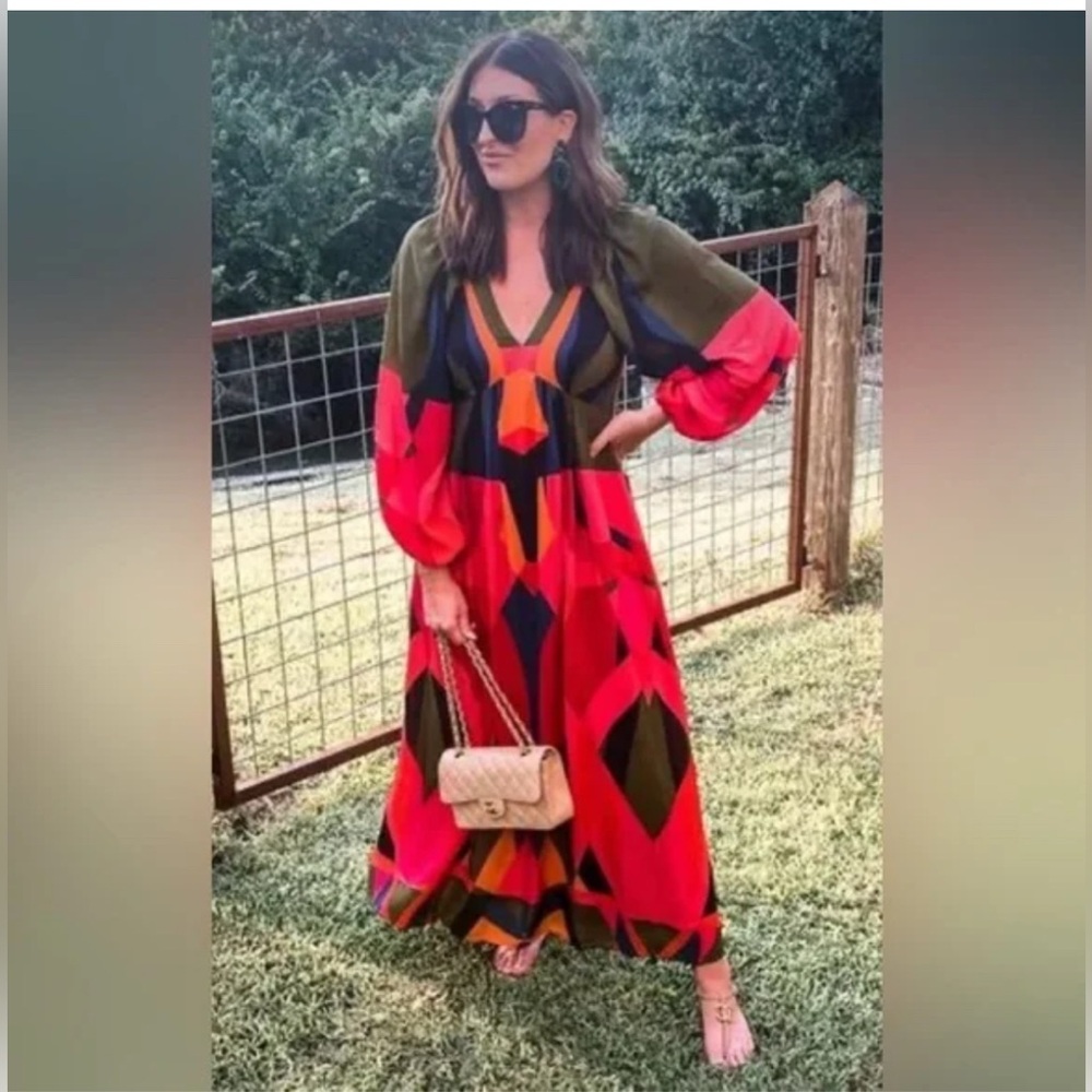 Farm Rio Abstract Maxi Dress Size L